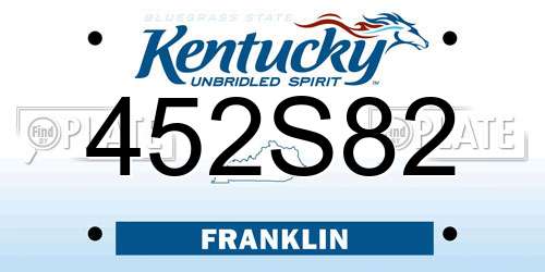 452S82 Kentucky License Plate