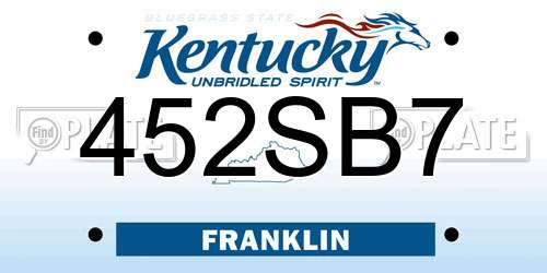 452SB7 Kentucky License Plate