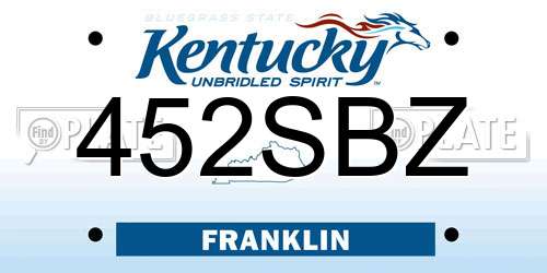 452SBZ Kentucky License Plate