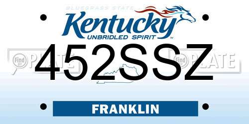 452SSZ Kentucky License Plate