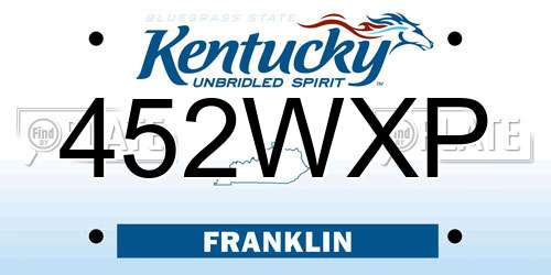 452WXP Kentucky License Plate