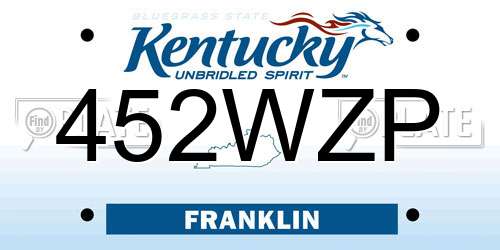 452WZP Kentucky License Plate