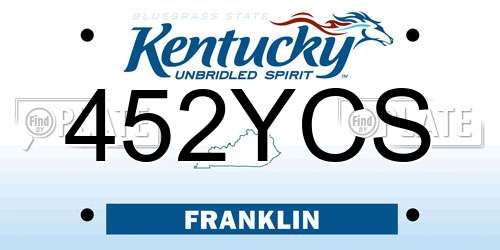 452YCS Kentucky License Plate