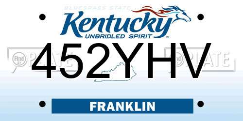452YHV Kentucky License Plate