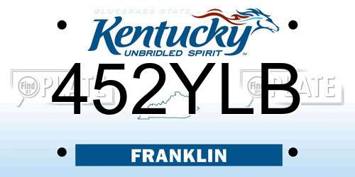 452YLB Kentucky License Plate