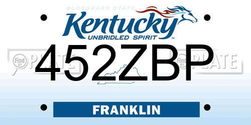 452ZBP Kentucky License Plate