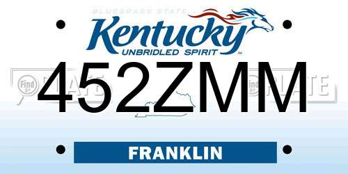 452ZMM Kentucky License Plate
