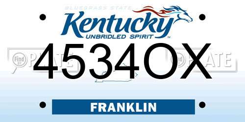4534OX Kentucky License Plate