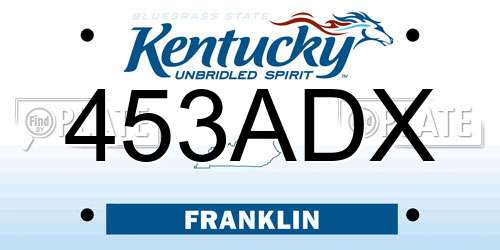 453ADX Kentucky License Plate
