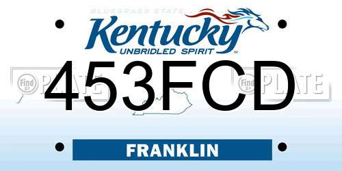453FCD Kentucky License Plate