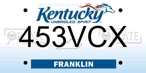 453VCX Kentucky License Plate