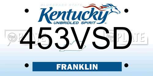 453VSD Kentucky License Plate