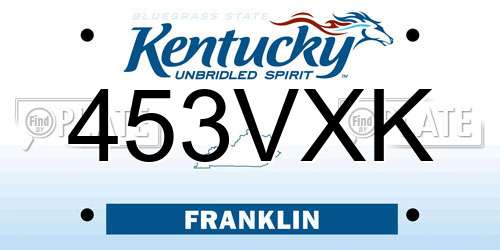 453VXK Kentucky License Plate