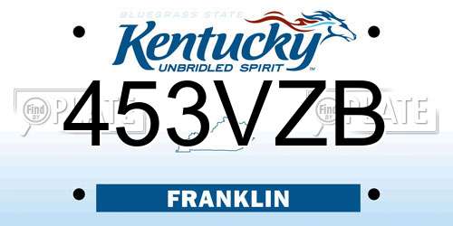 453VZB Kentucky License Plate