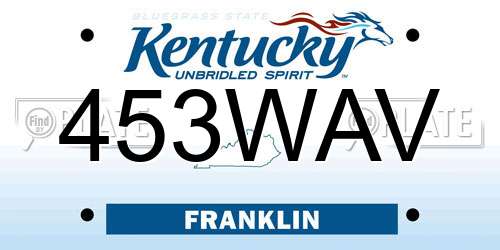 453WAV Kentucky License Plate