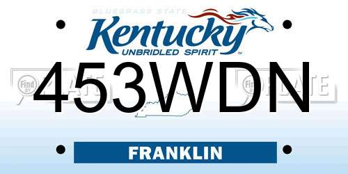 453WDN Kentucky License Plate