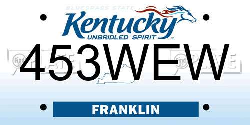 453WEW Kentucky License Plate