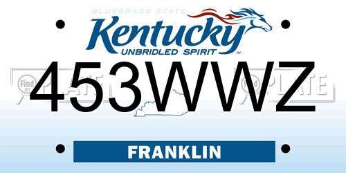 453WWZ Kentucky License Plate
