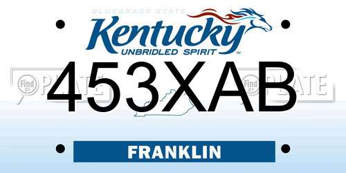 453XAB Kentucky License Plate