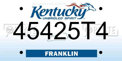 45425T4 Kentucky License Plate