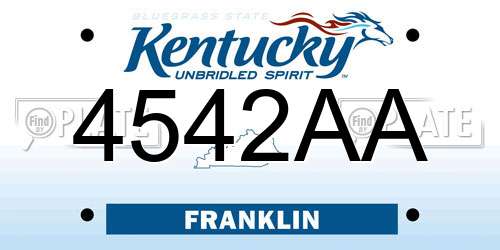 4542AA Kentucky License Plate