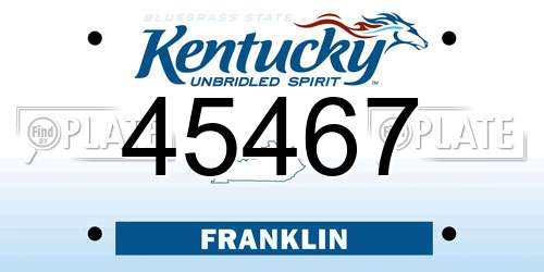 45467 Kentucky License Plate