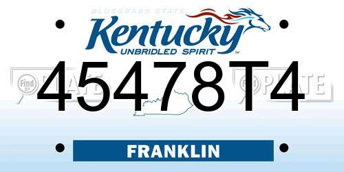45478T4 Kentucky License Plate