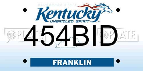 454BID Kentucky License Plate