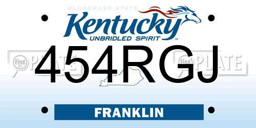 454RGJ Kentucky License Plate
