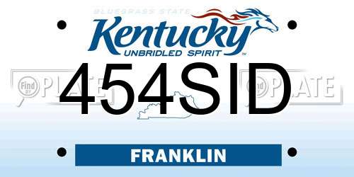 454SID Kentucky License Plate