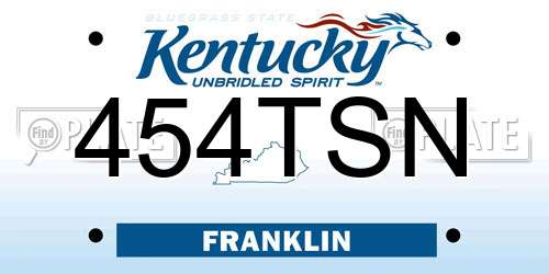 454TSN Kentucky License Plate