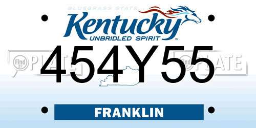 454Y55 Kentucky License Plate