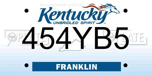 454YB5 Kentucky License Plate