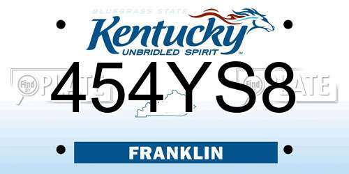 454YS8 Kentucky License Plate
