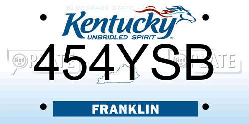 454YSB Kentucky License Plate