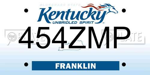 454ZMP Kentucky License Plate