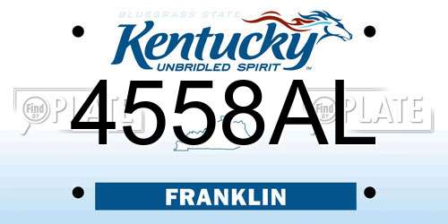4558AL Kentucky License Plate
