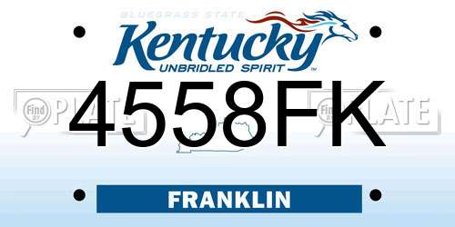 4558FK Kentucky License Plate