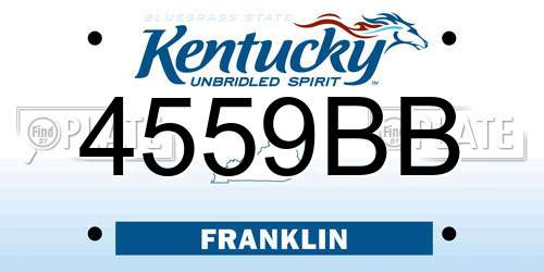 4559BB Kentucky License Plate