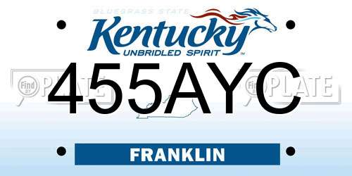 455AYC Kentucky License Plate