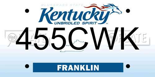 455CWK Kentucky License Plate