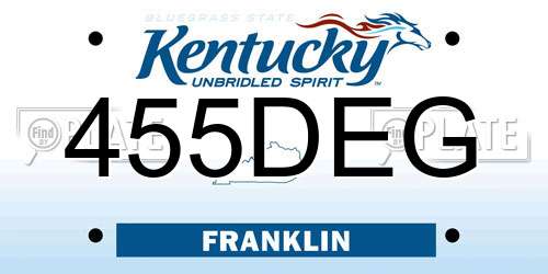 455DEG Kentucky License Plate