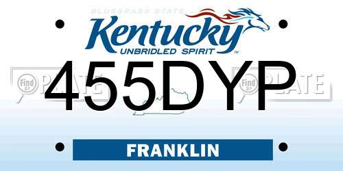 455DYP Kentucky License Plate