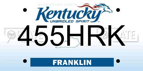 455HRK Kentucky License Plate