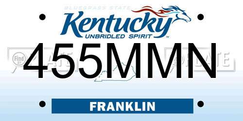 455MMN Kentucky License Plate