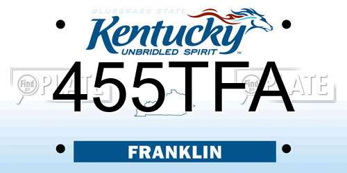 455TFA Kentucky License Plate