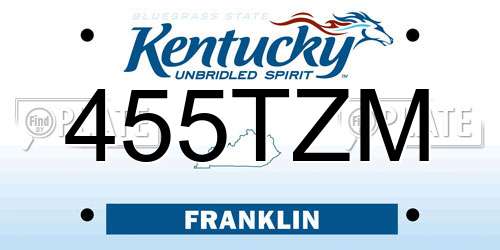 455TZM Kentucky License Plate