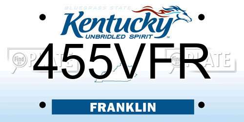 455VFR Kentucky License Plate