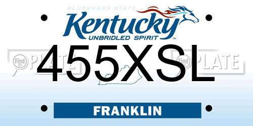 455XSL Kentucky License Plate