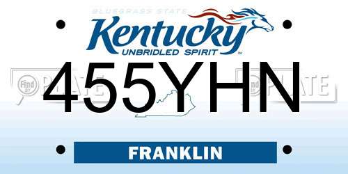 455YHN Kentucky License Plate